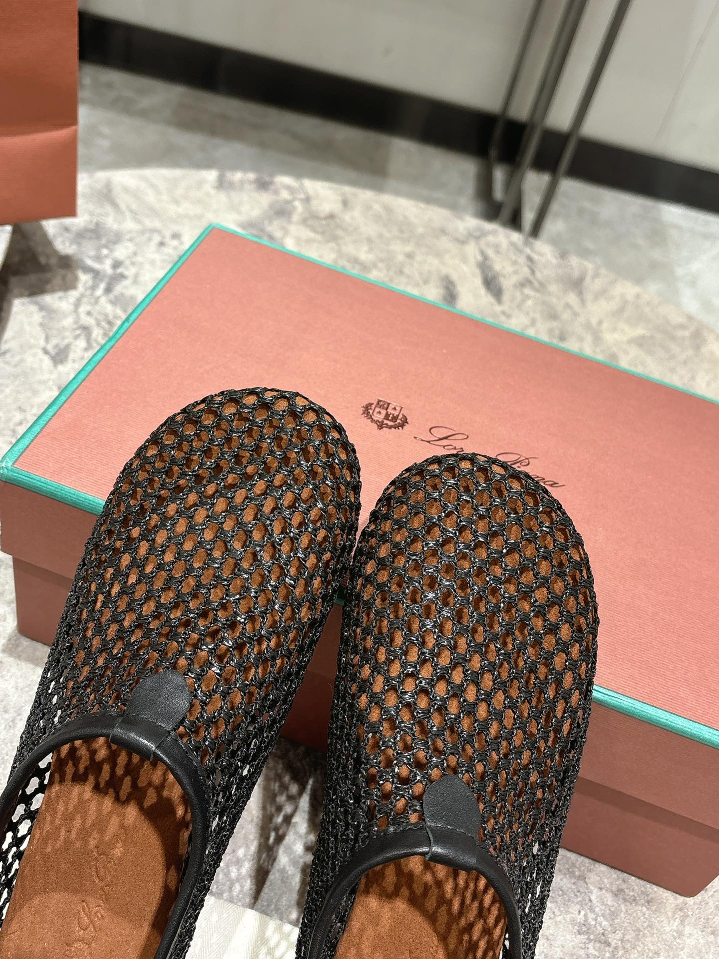 LP hollow knit ballet flats black 0rigin@l leather 379023