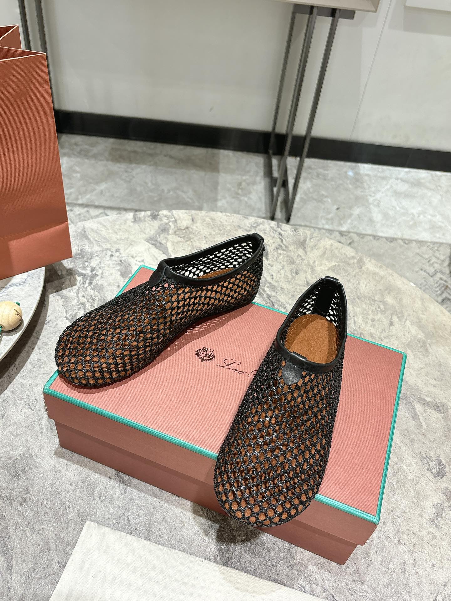 LP hollow knit ballet flats black 0rigin@l leather 379023