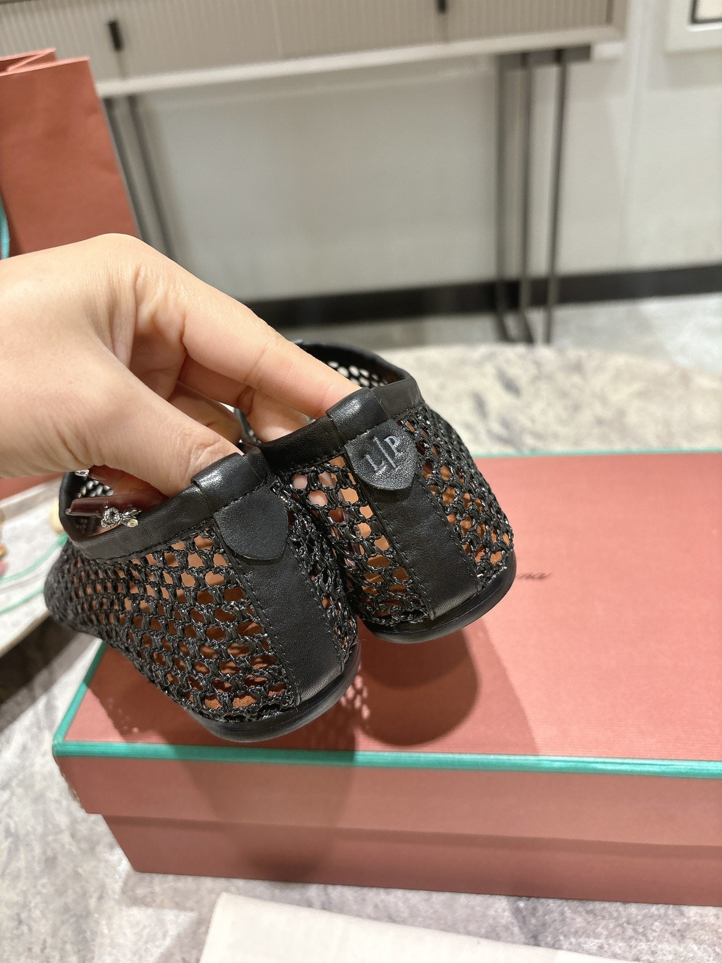 LP hollow knit ballet flats black 0rigin@l leather 379023