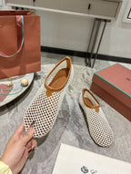 LP hollow knit ballet flats beige 0rigin@l leather 379024
