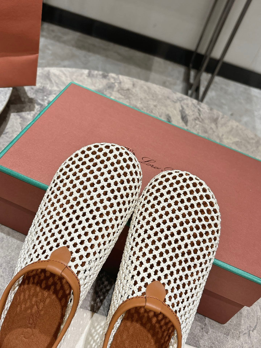 LP hollow knit ballet flats beige 0rigin@l leather 379024