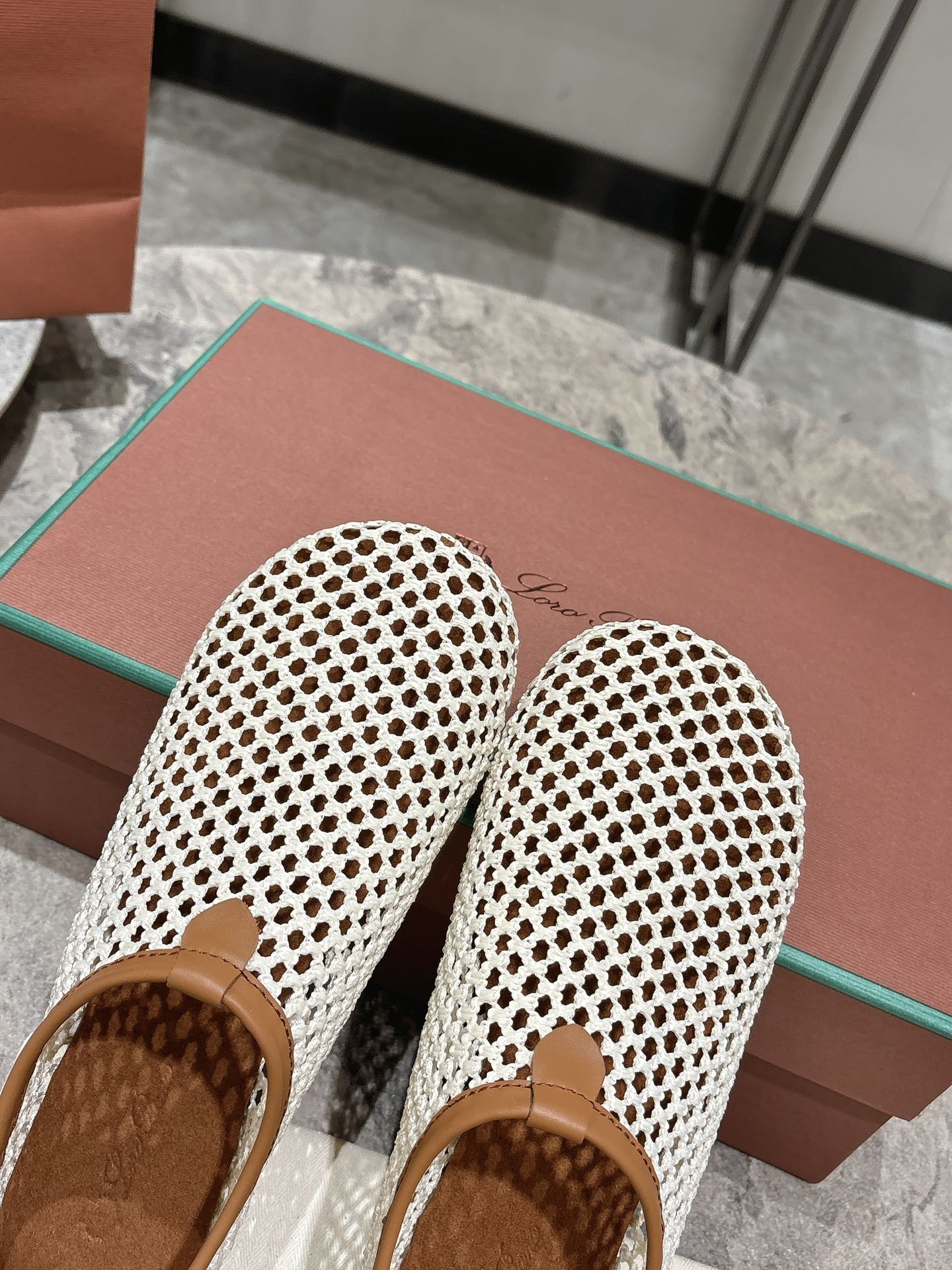 LP hollow knit ballet flats beige 0rigin@l leather 379024