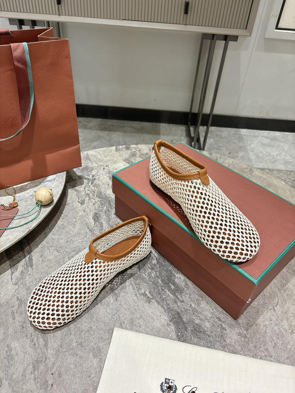 LP hollow knit ballet flats beige 0rigin@l leather 379024