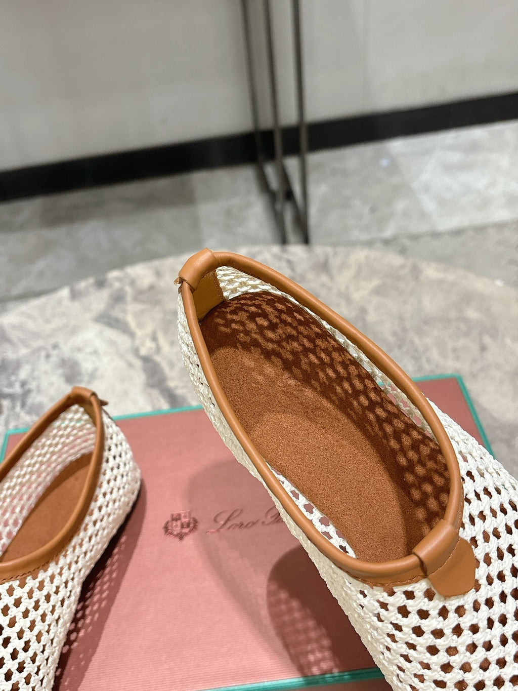 LP hollow knit ballet flats beige 0rigin@l leather 379024