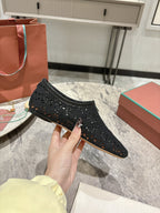 LP hollow knit ballet flats black fabric 379027