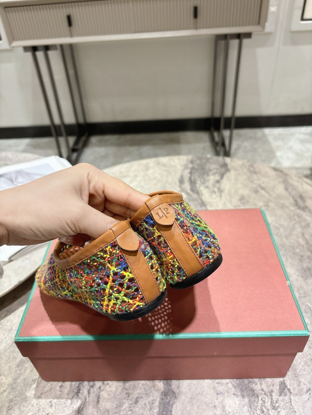 LP hollow knit ballet flats multicolor 0rigin@l leather 379022