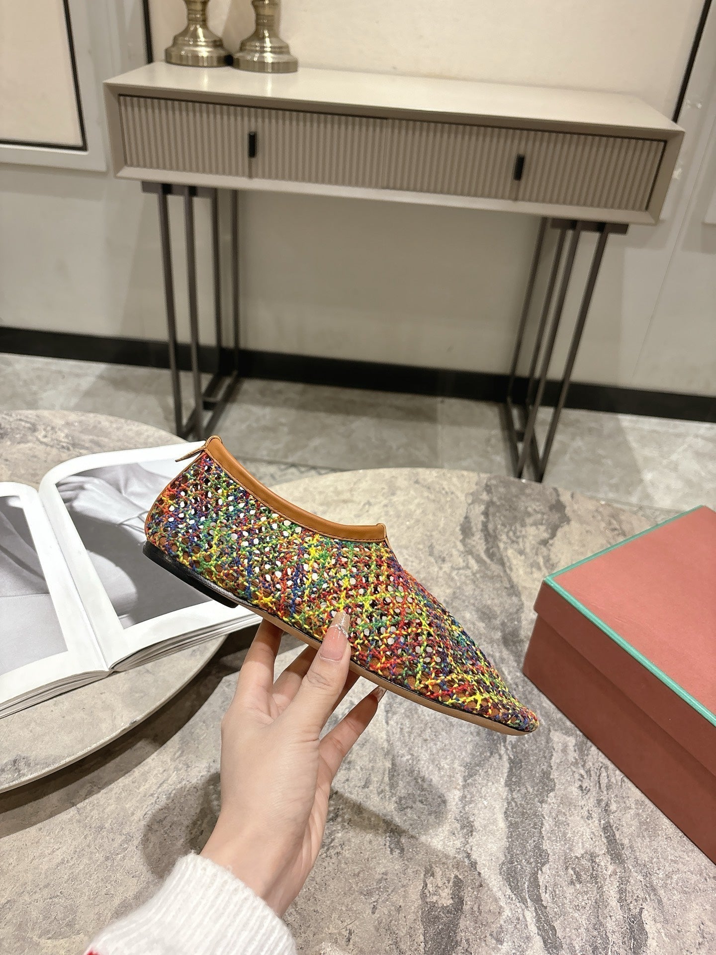 LP hollow knit ballet flats multicolor 0rigin@l leather 379022