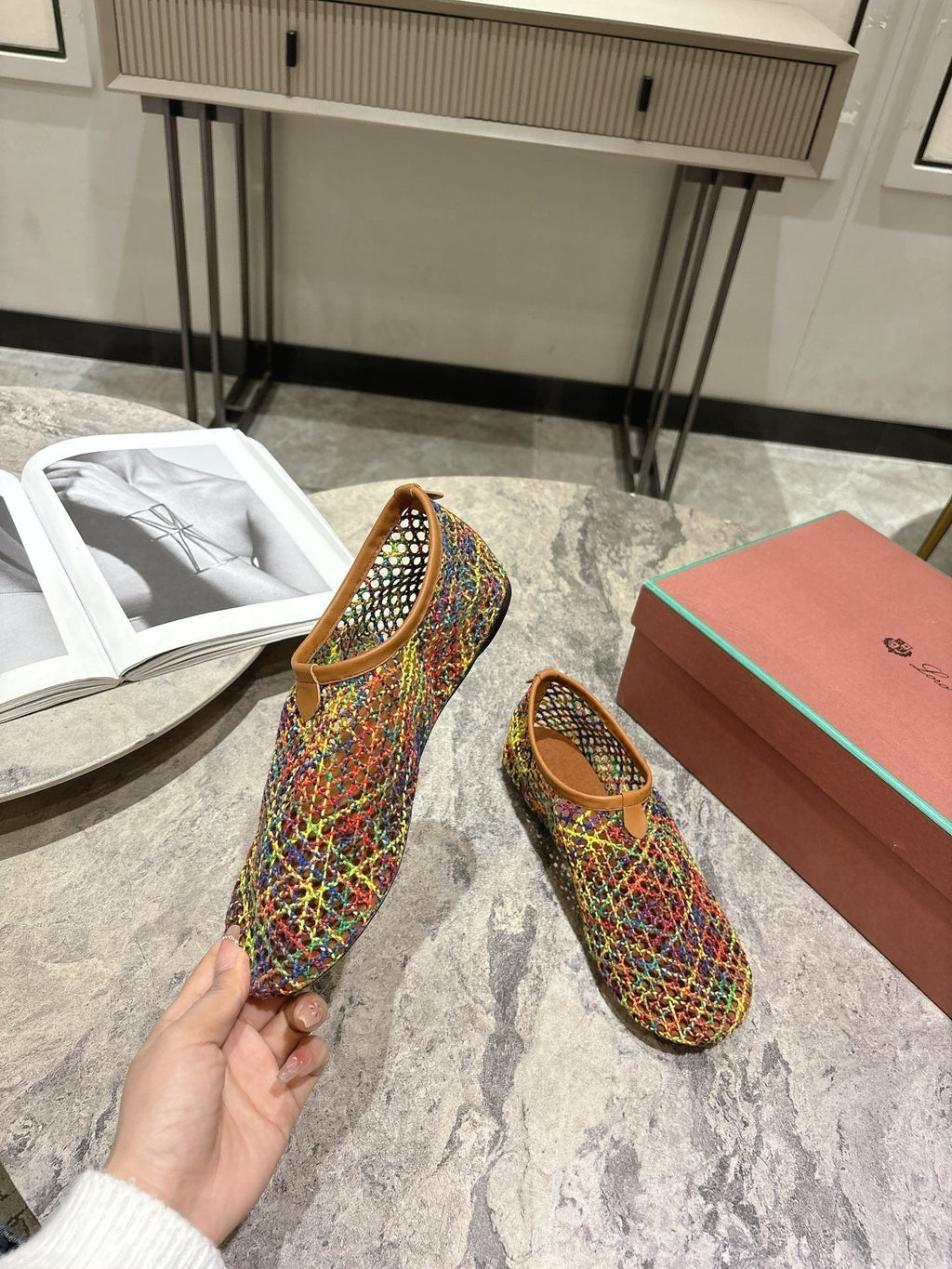 LP hollow knit ballet flats multicolor 0rigin@l leather 379022