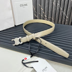 CEL Triomphe Belt 25mm Etoupe Silver Calfskin 176297