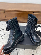 CC Ankle Boots Flat Quited Black Calfskin 529286