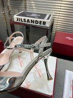 Flower Strass Buckle Slingback Pump 90 Silver