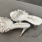 mule sandal 80 white calfskin flower