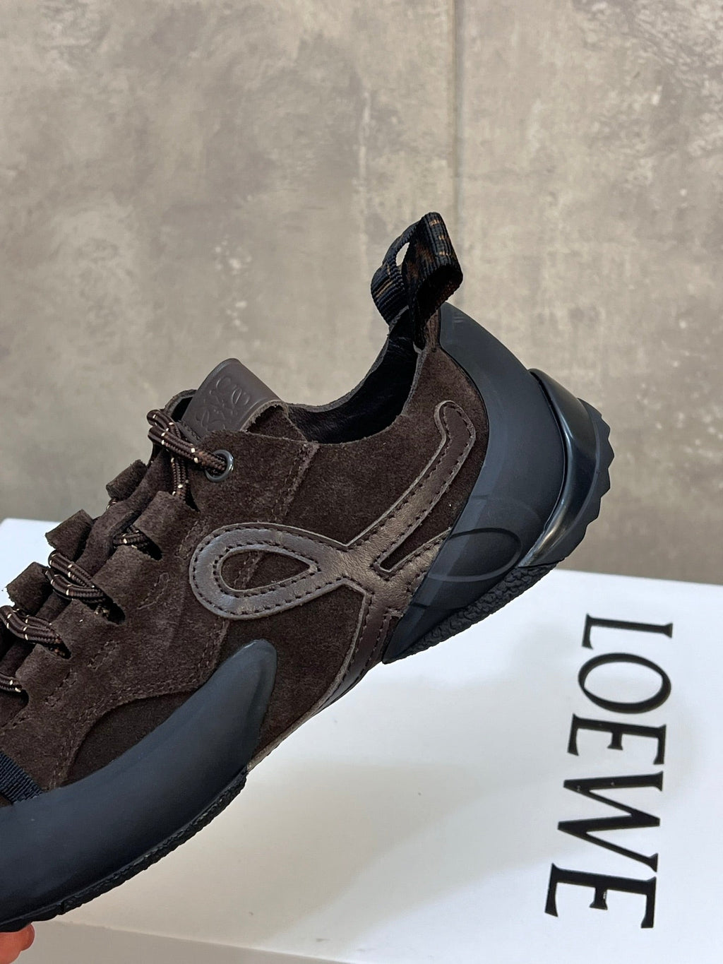 LOEW 26s Grip Sneaker Coffee Suede Sheepskin 682761