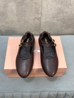 Miu 26s Ruches Ballerinas Chocolate Nappa Leather 682645