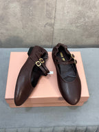 Miu 26s Ruches Ballerinas Chocolate Nappa Leather 682645