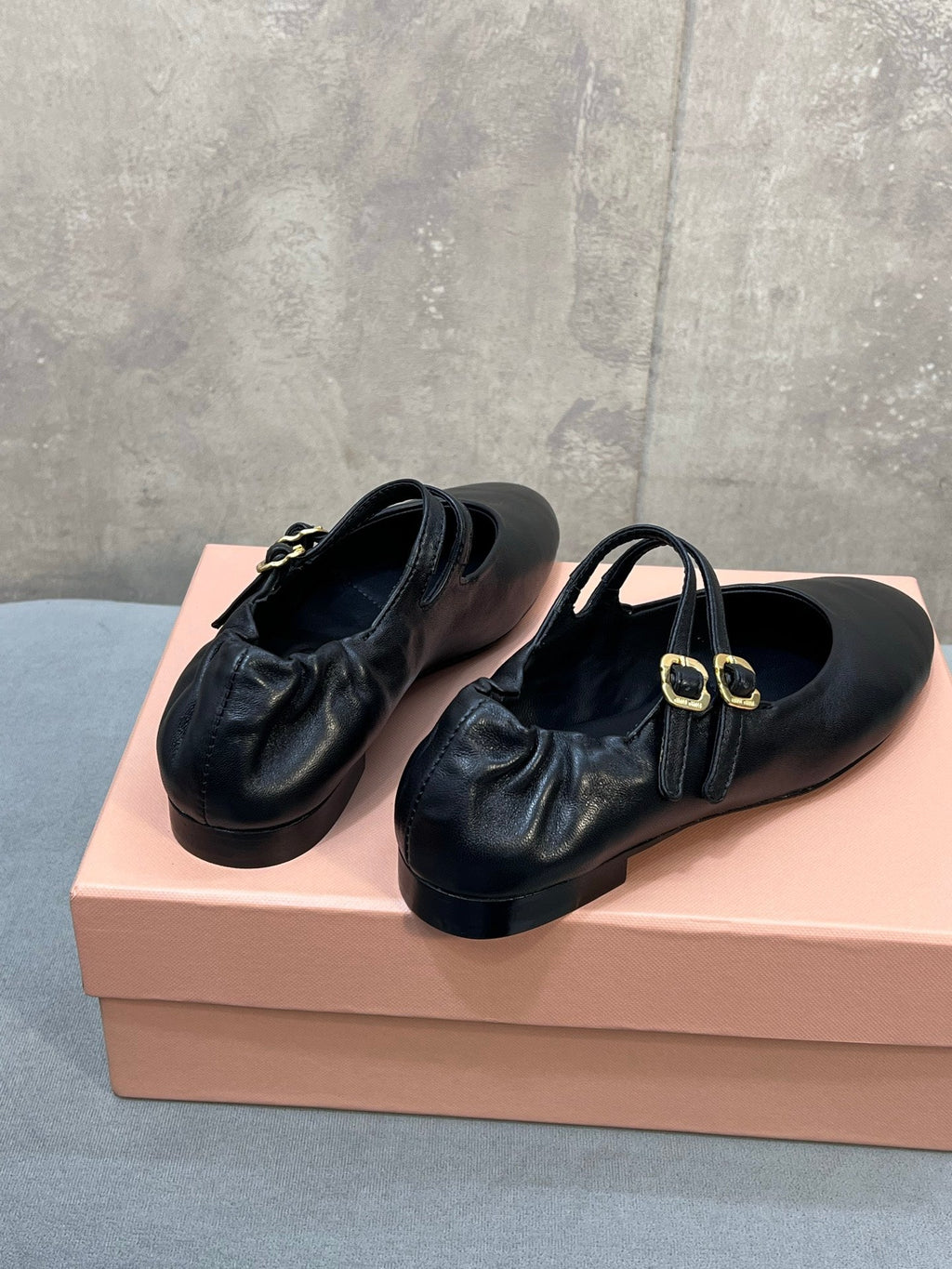 Miu 26s Ruches Ballerinas Black Nappa Leather 682646