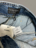 CC 25 Printed Blue White Washed Short Denim
