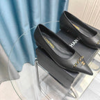 CC Ballet Flats Black Chain Lambskin