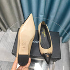 CC Ballet Flats Beige Chain Lambskin