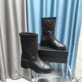 CC Short Boots Black Calfskin Lining Wool And Lambskin