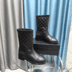 CC Short Boots Black Calfskin Lining Wool And Lambskin