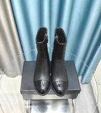 CC Short Boots Black Quilted Calfskin And Lambskin