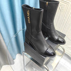 CC Short Boots Black Cowhide And Lambskin