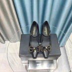 CC High Mary Janes Black Bow Wrinkled Lambskin