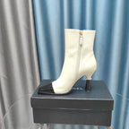 CC Ankle Boots White Cowhide And Lambskin