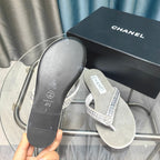 CC Thong Grey Velvet Silver Strass