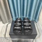 CC 25C Sandal Triple Straps Black Calfskin