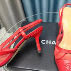 Slingback 50 Red Mesh Calfskin Pointed Toe