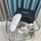 CC 25C Dad Mule Silver Metalic Grained Calfskin