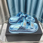 CC 25C Dad Mule Cloud Blue Metalic Grained Calfskin