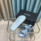 CC 25C Dad Mule Cloud Blue Metalic Grained Calfskin