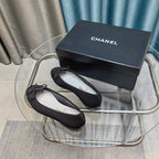CC 25P Ballet Flat Black Striped Fabric