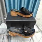 CC 25 Platform Sandal 10cm Patent Calfskin