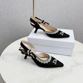 CD 26 Embroidered Slingback 65 Black Canvas 620369