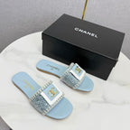 CC 26s Slipper Light Blue Sheepskin Tweed 620280