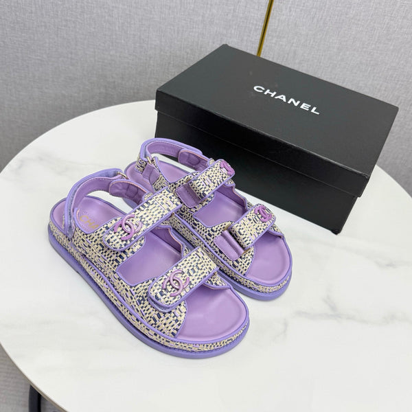 CC Dad Sandal Purple Cream Tweed Sheepskin 620119