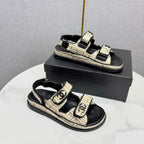 CC Dad Sandal Cream Black Tweed Sheepskin 620123