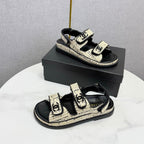 CC Dad Sandal Cream Black Tweed Sheepskin 620123
