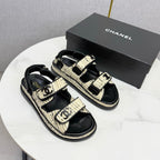CC Dad Sandal Cream Black Tweed Sheepskin 620123