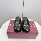 GG 26s Horsebit Slip-on Loafers Black Glossy Leather 639926