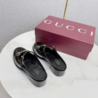 GG 26s Horsebit Slip-on Loafers Black Glossy Leather 639926
