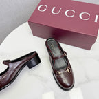 GG 26s Horsebit Slip-on Loafers Burgundy Glossy Leather 639927