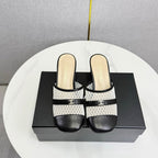 CC 26s Sandal 4.5cm Black Beige Mesh Sheepskin 639824