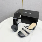 CC 26s Sandal 4.5cm Black Beige Mesh Sheepskin 639824