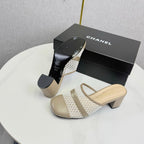 CC 26s Sandal 4.5cm Beige Mesh Sheepskin 639825