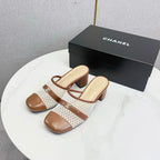 CC 26s Sandal 4.5cm Brown Beige Mesh Sheepskin 639826